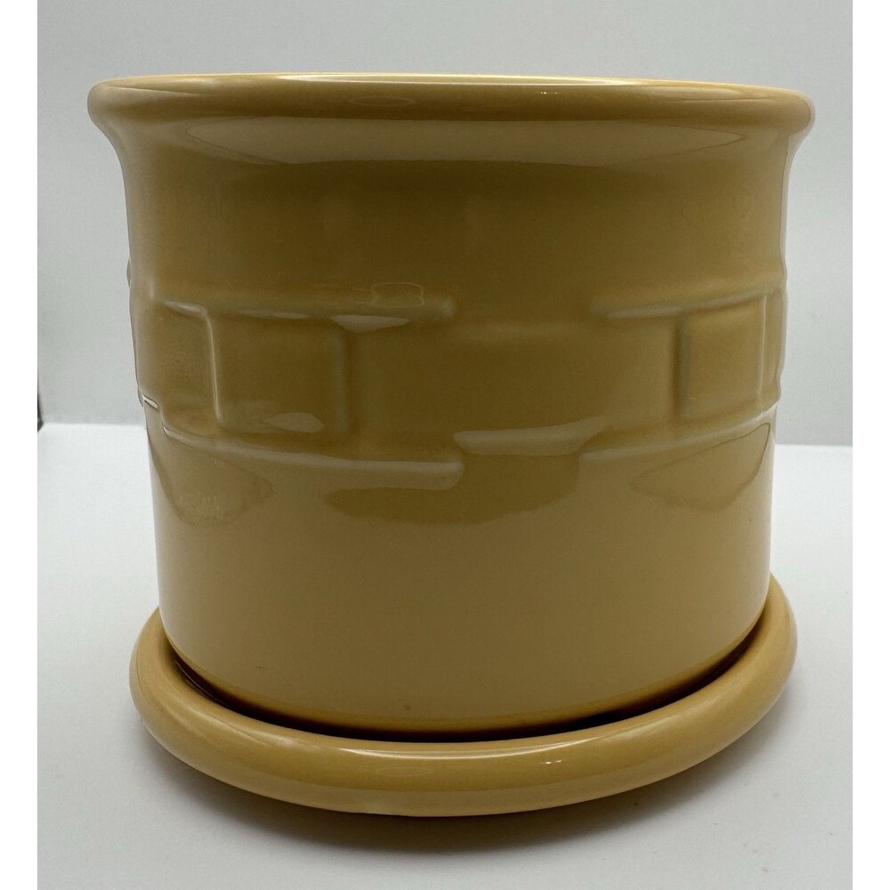 Longaberger Pottery Woven Traditions 1 Pint Crock In The Butternut Yellow Color